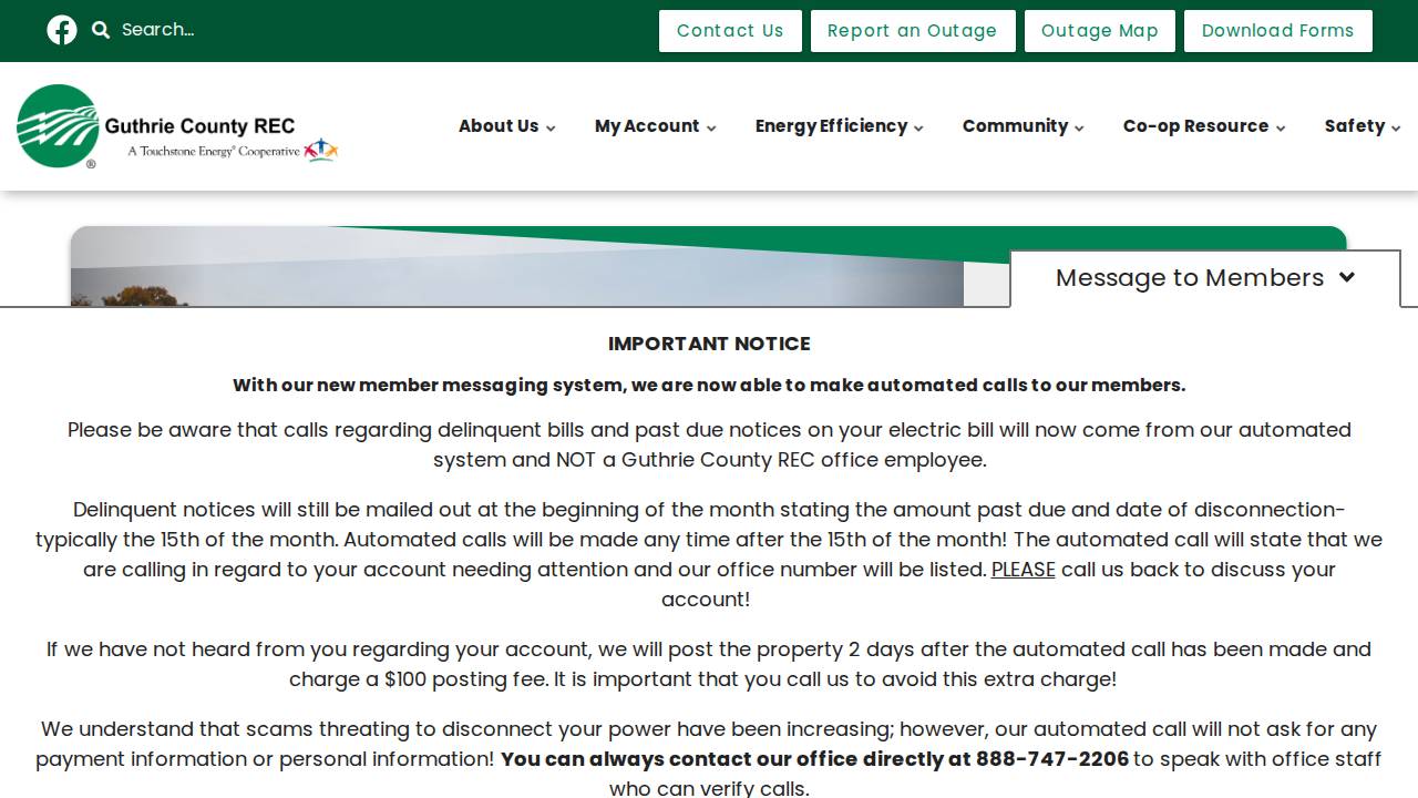 Guthrie County Rural Electric website screenshot