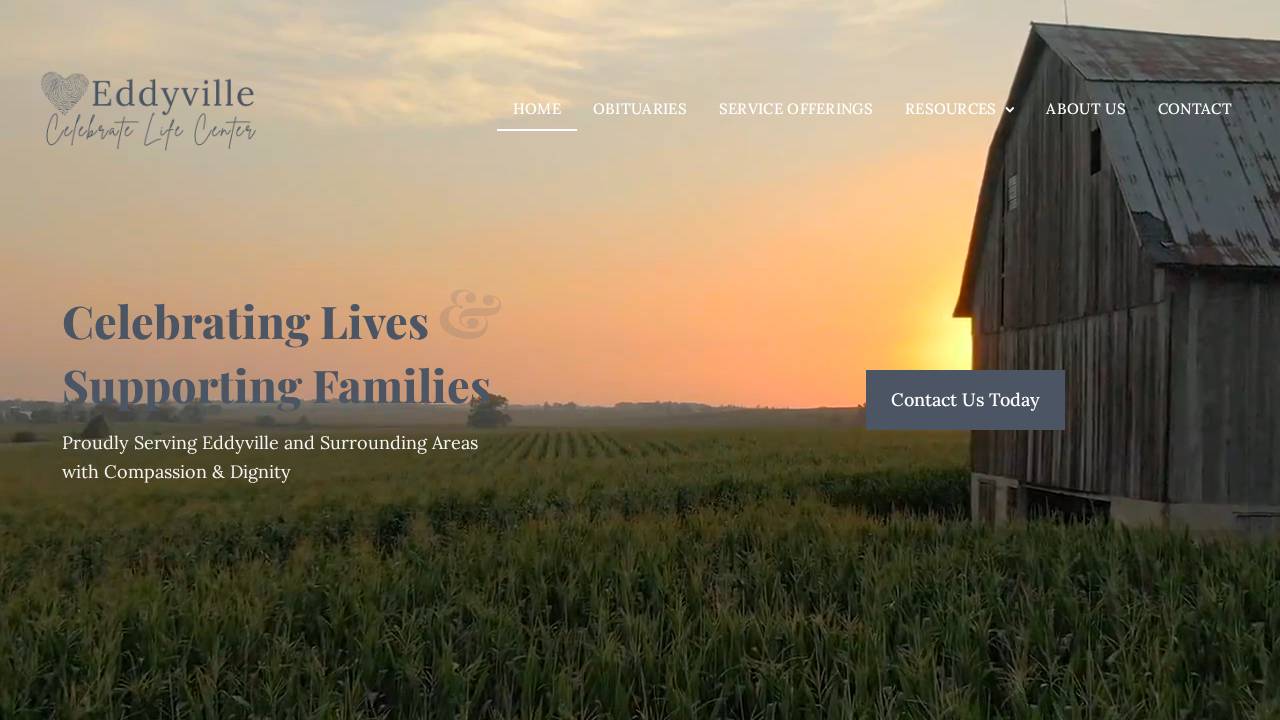 Eddyville Coop Burial Assn website screenshot