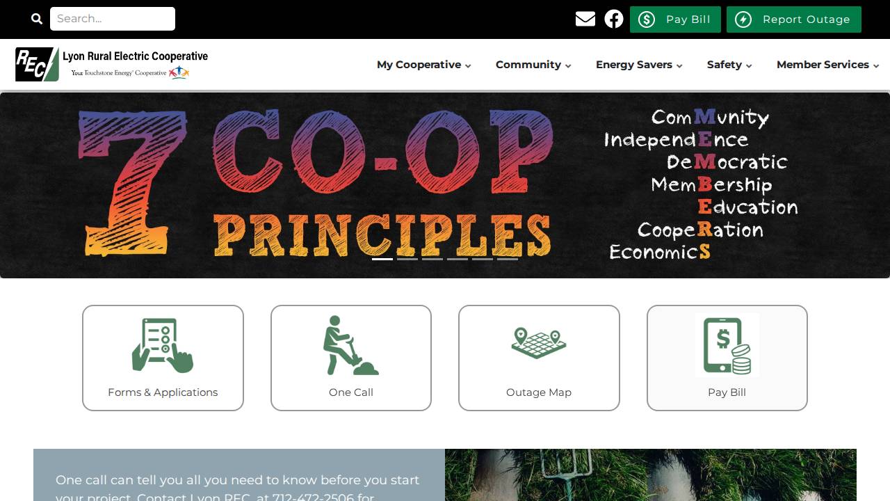 Lyon Rural Electric Coop website screenshot