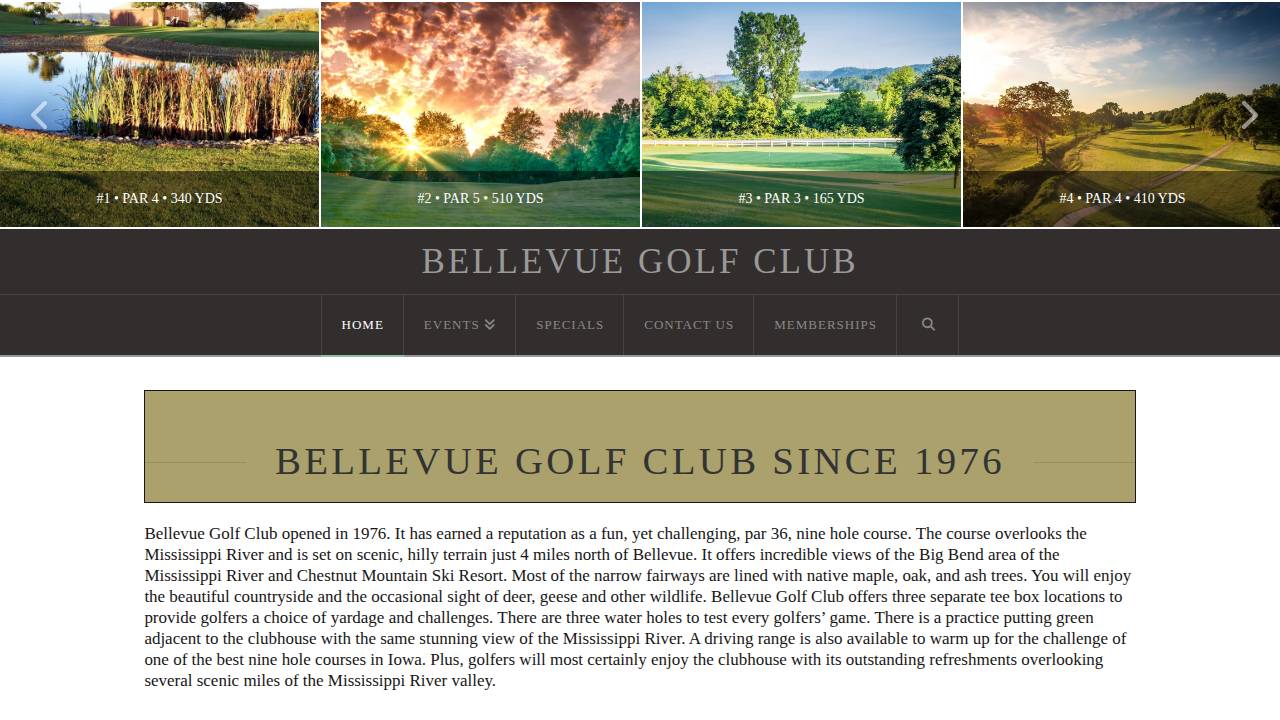 Bellevue Golf Club, Inc. website screenshot