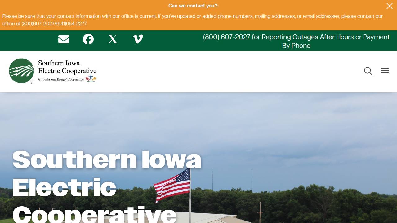 Southern Iowa Electric Coop INC website screenshot