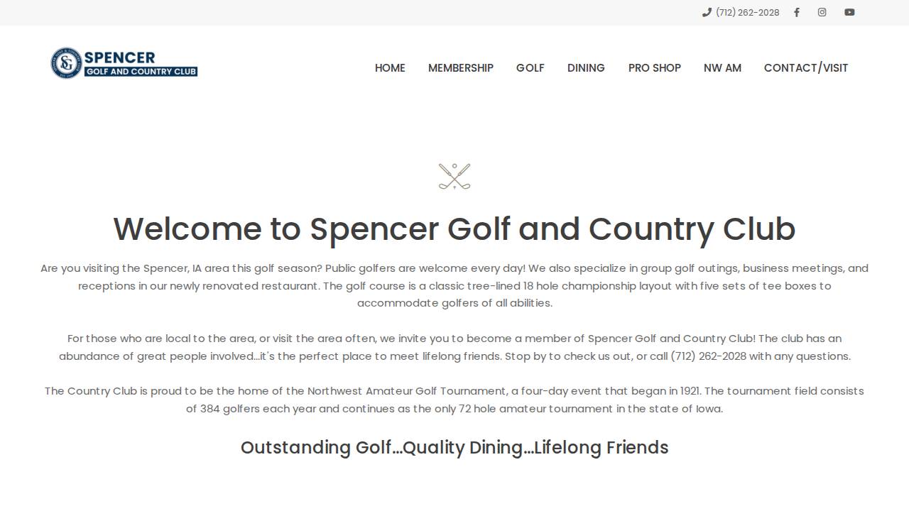 Spencer Golf AND Country Club website screenshot