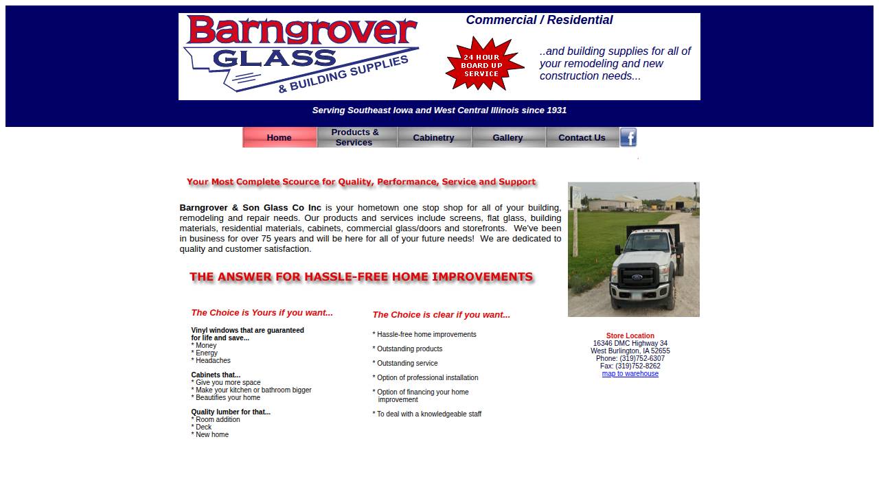 Barngrover AND SON Glass CO INC website screenshot