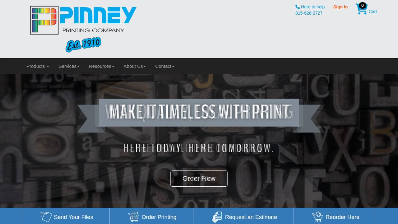Pinney Printing Company, Pinn website screenshot