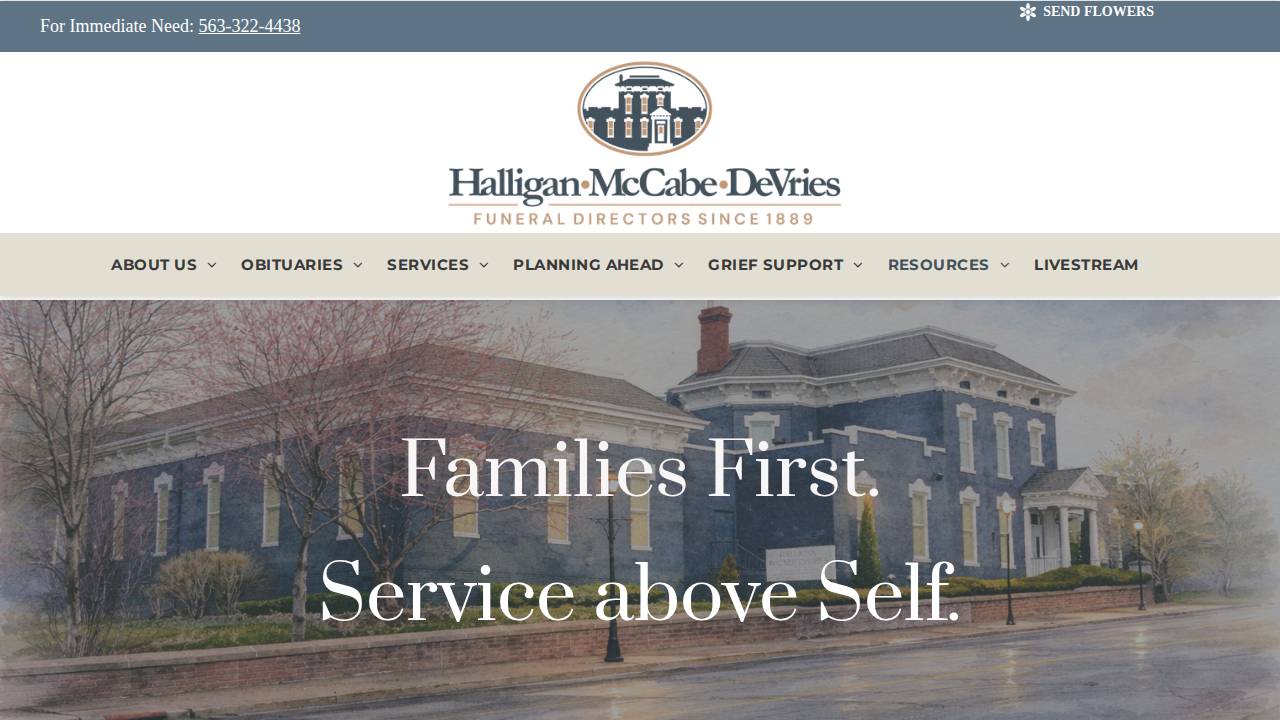 Halligan-mccabe-devries Funeral Home Inc website screenshot