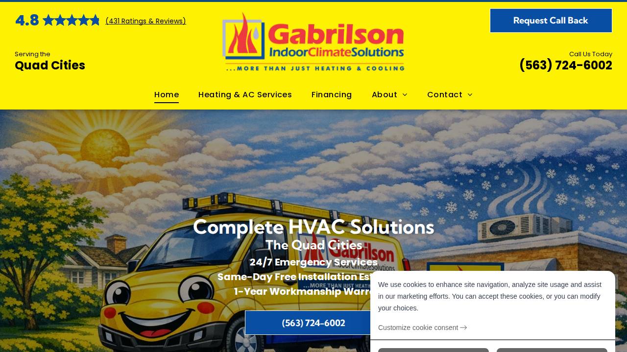 Gabrilson Heating AND AIR Conditioning website screenshot