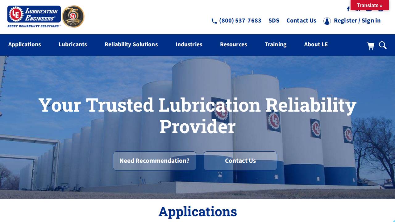 Lubrication Engineers INC website screenshot