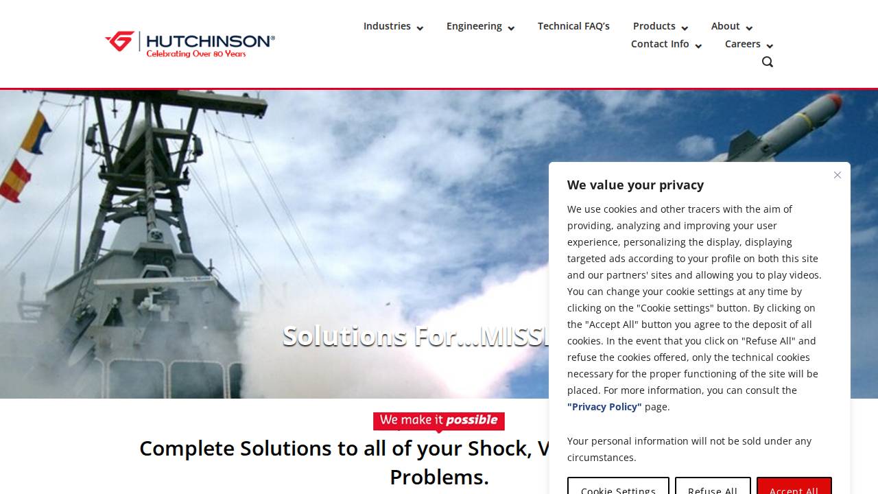 Hutchinson Aerospace & IND INC website screenshot
