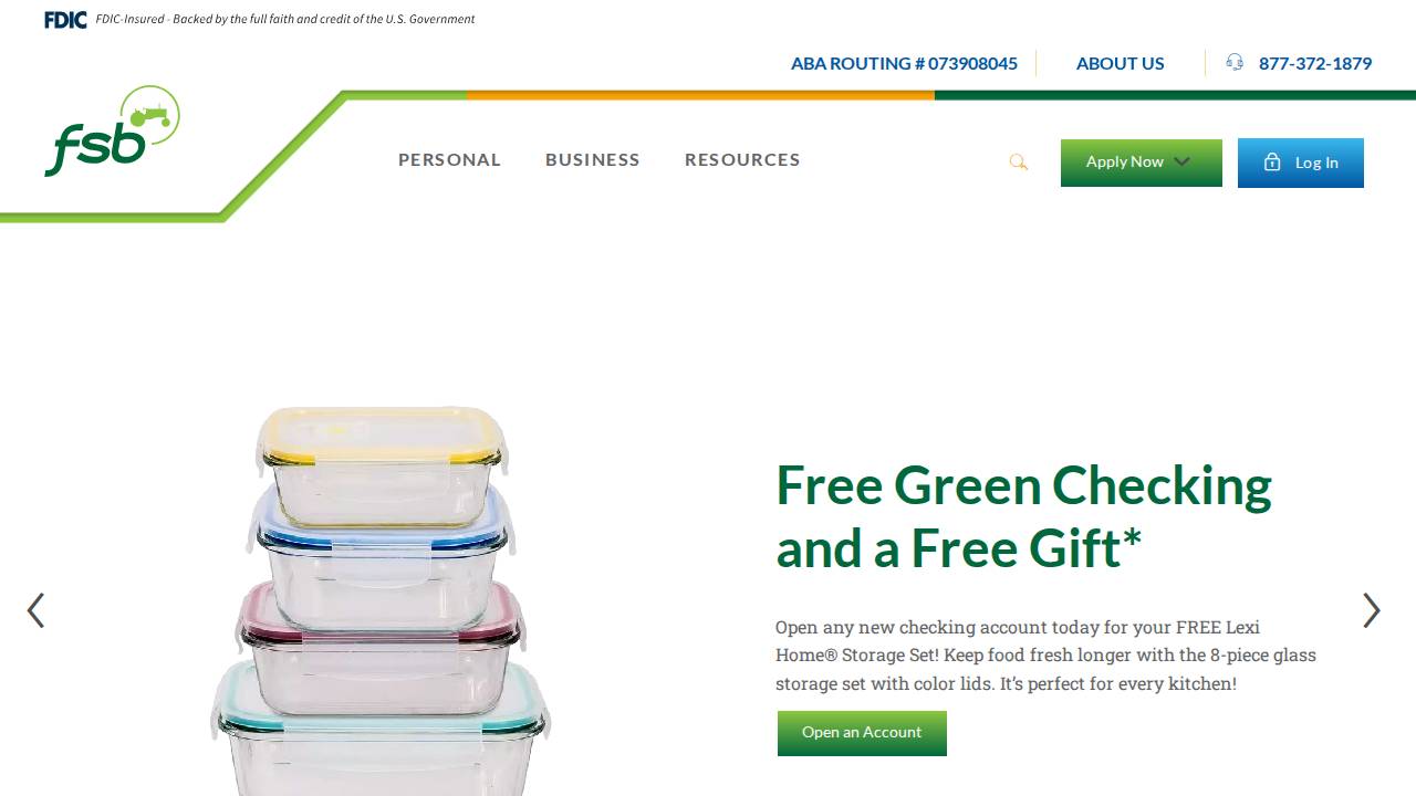 Farmers State Bank website screenshot