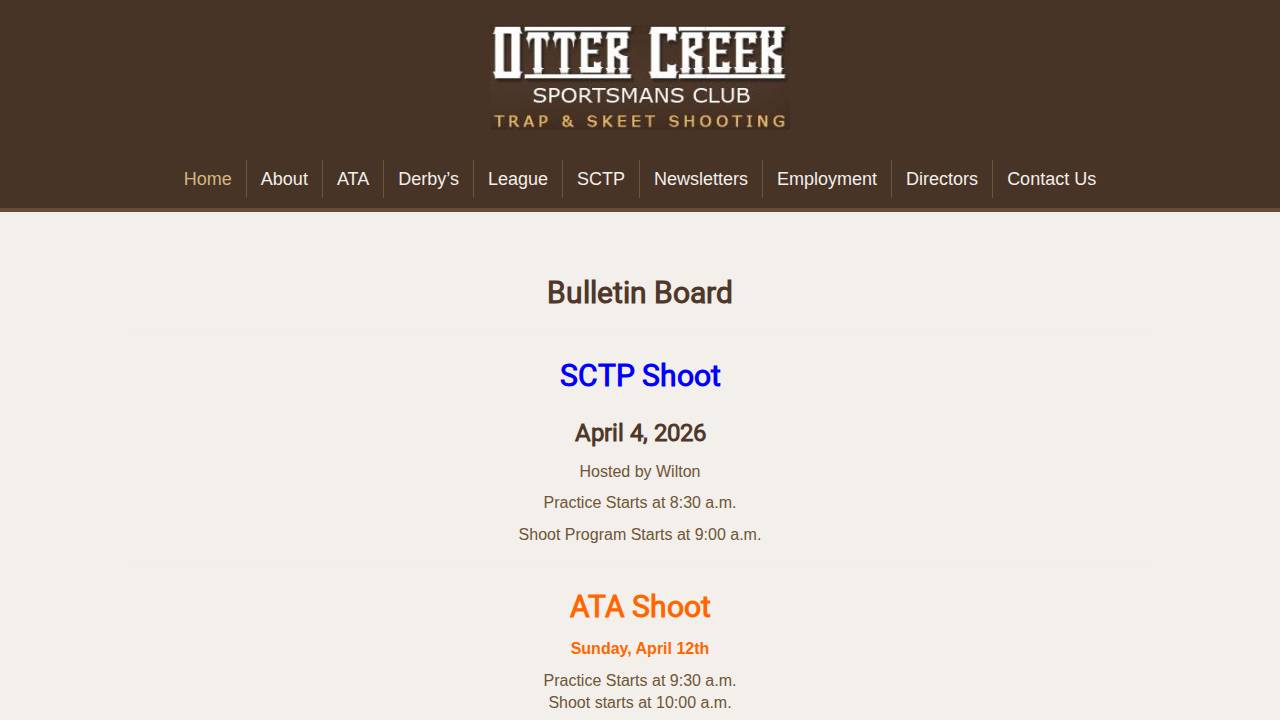 Otter Creek Sportsmens Club INC website screenshot