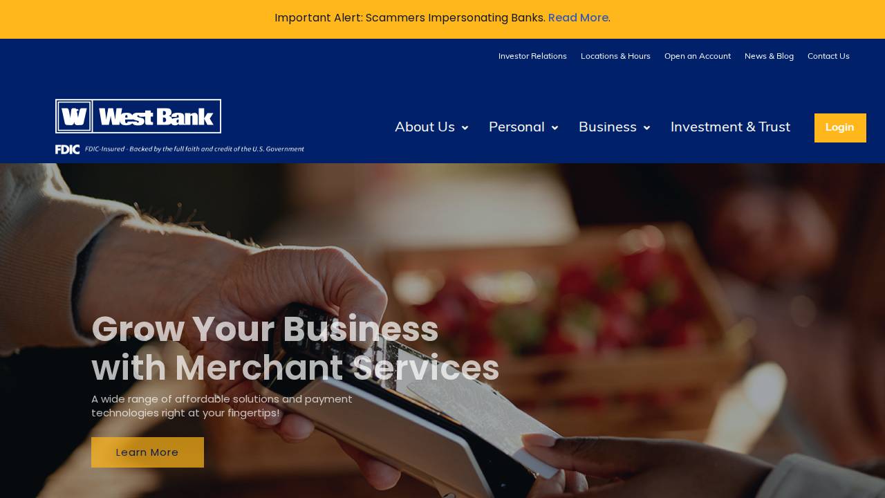 West Bank website screenshot