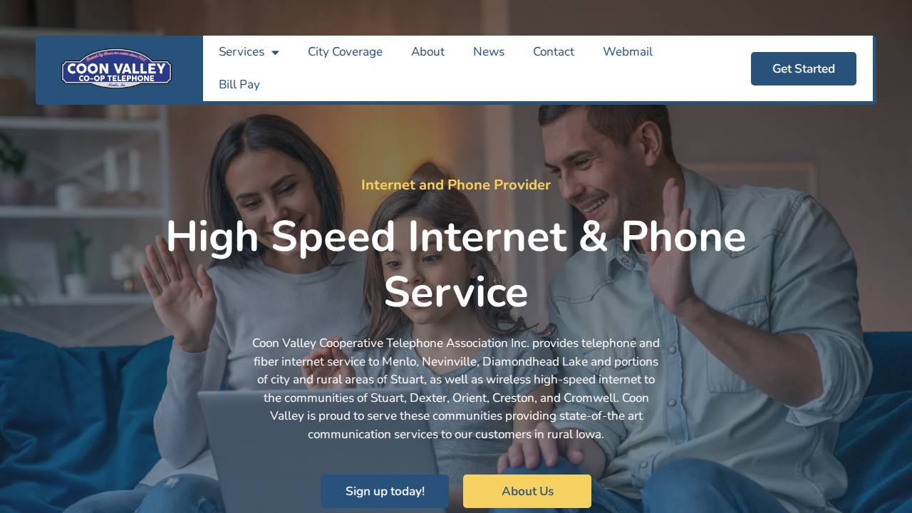 Coon Valley Coop Telephone & Subs website screenshot