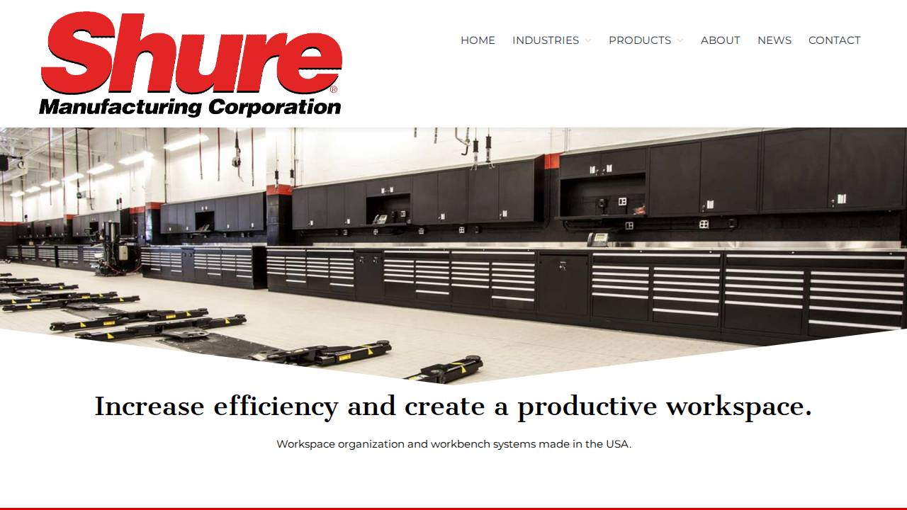 Shure MFG Corp website screenshot