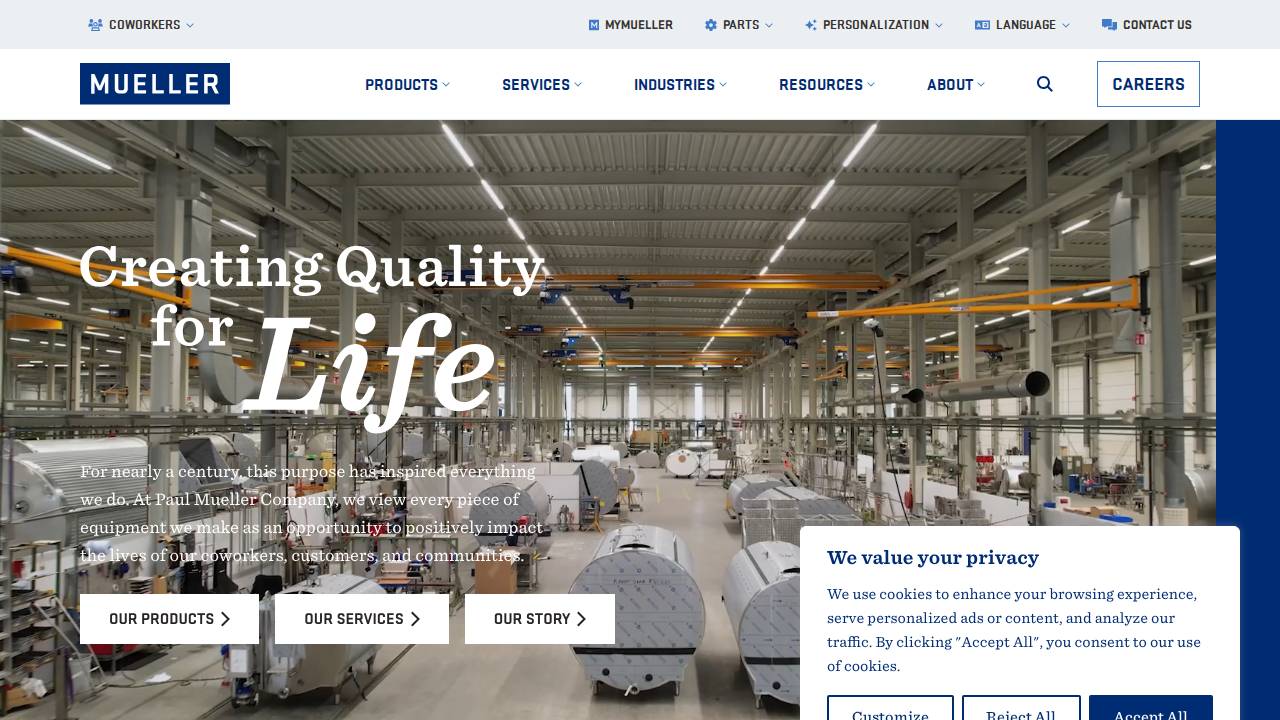 Paul Mueller Company website screenshot