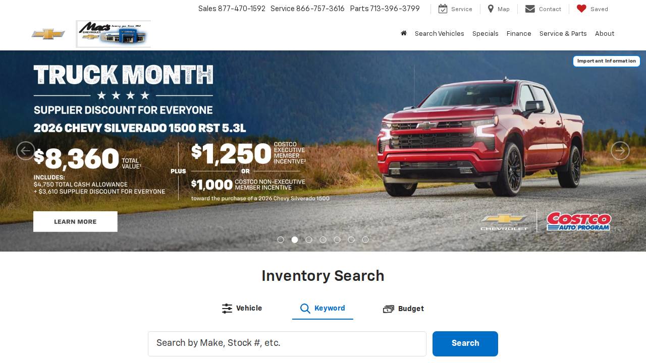 Mac's Chevrolet - Inc website screenshot