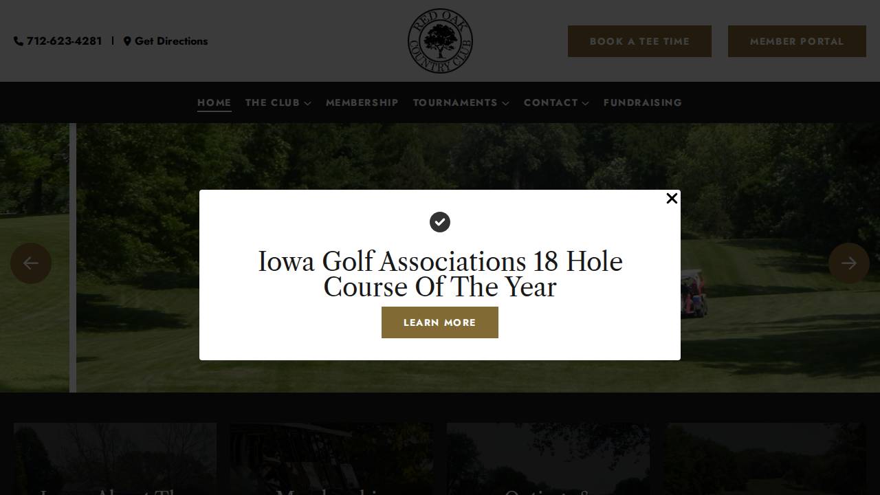 RED OAK Country Club website screenshot
