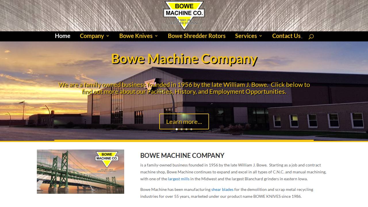 Bowe Machine Company website screenshot