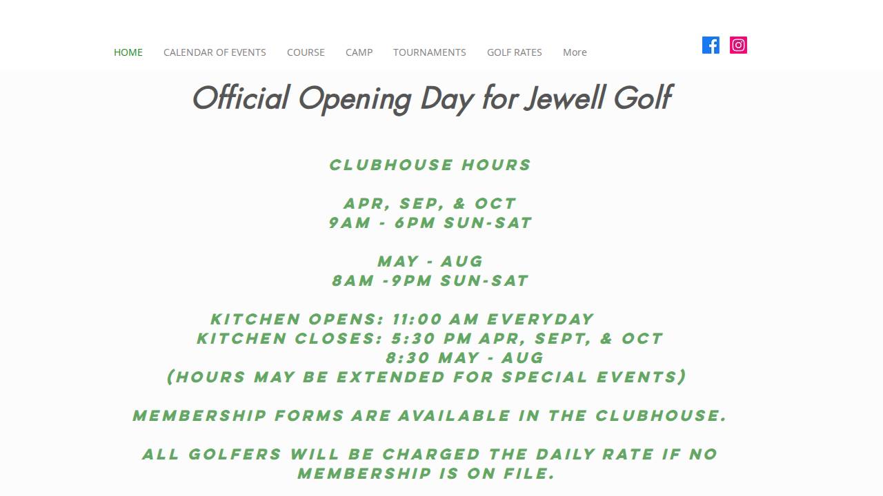 Jewell Golf AND Country Club website screenshot