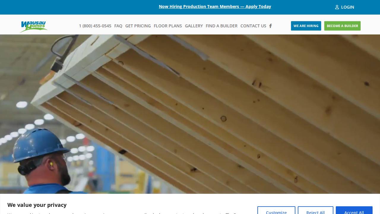 Wausau Homes Incorporated website screenshot