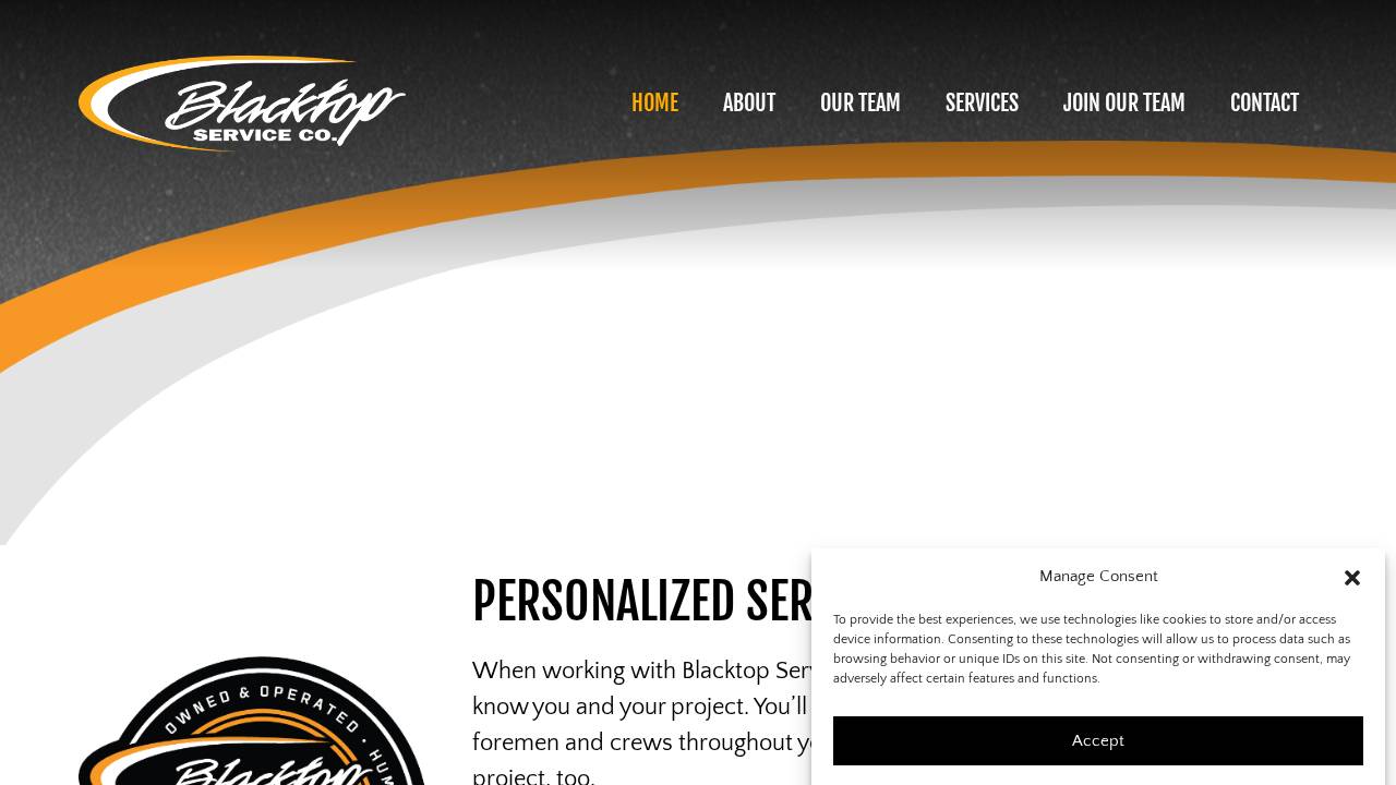 Blacktop Service Company website screenshot