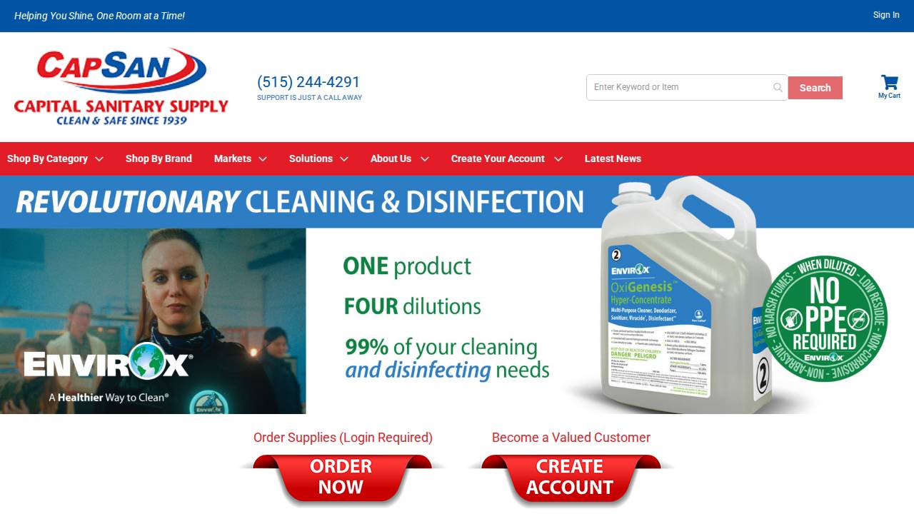 Capital Sanitary website screenshot