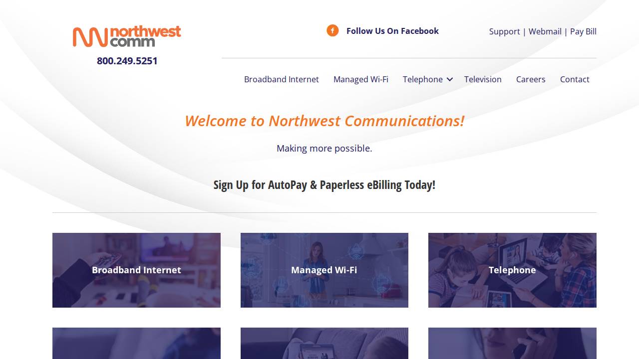 Northwest Communications Coop & SUB website screenshot