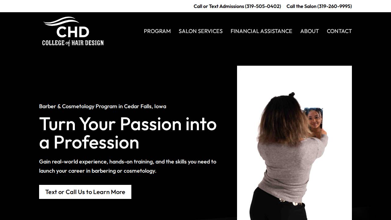 Waterloo Barber College Inc, Salon Professional Academy website screenshot