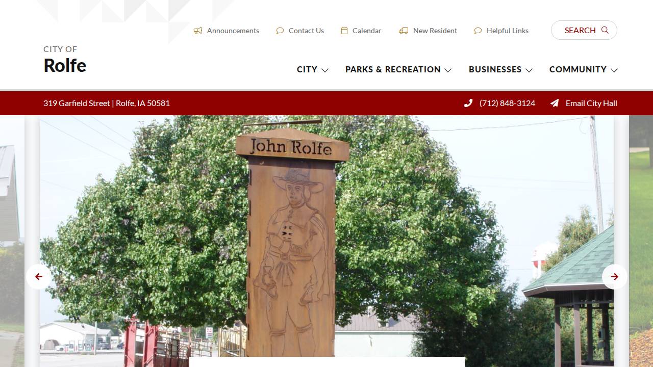 Rolfe Golf Club website screenshot