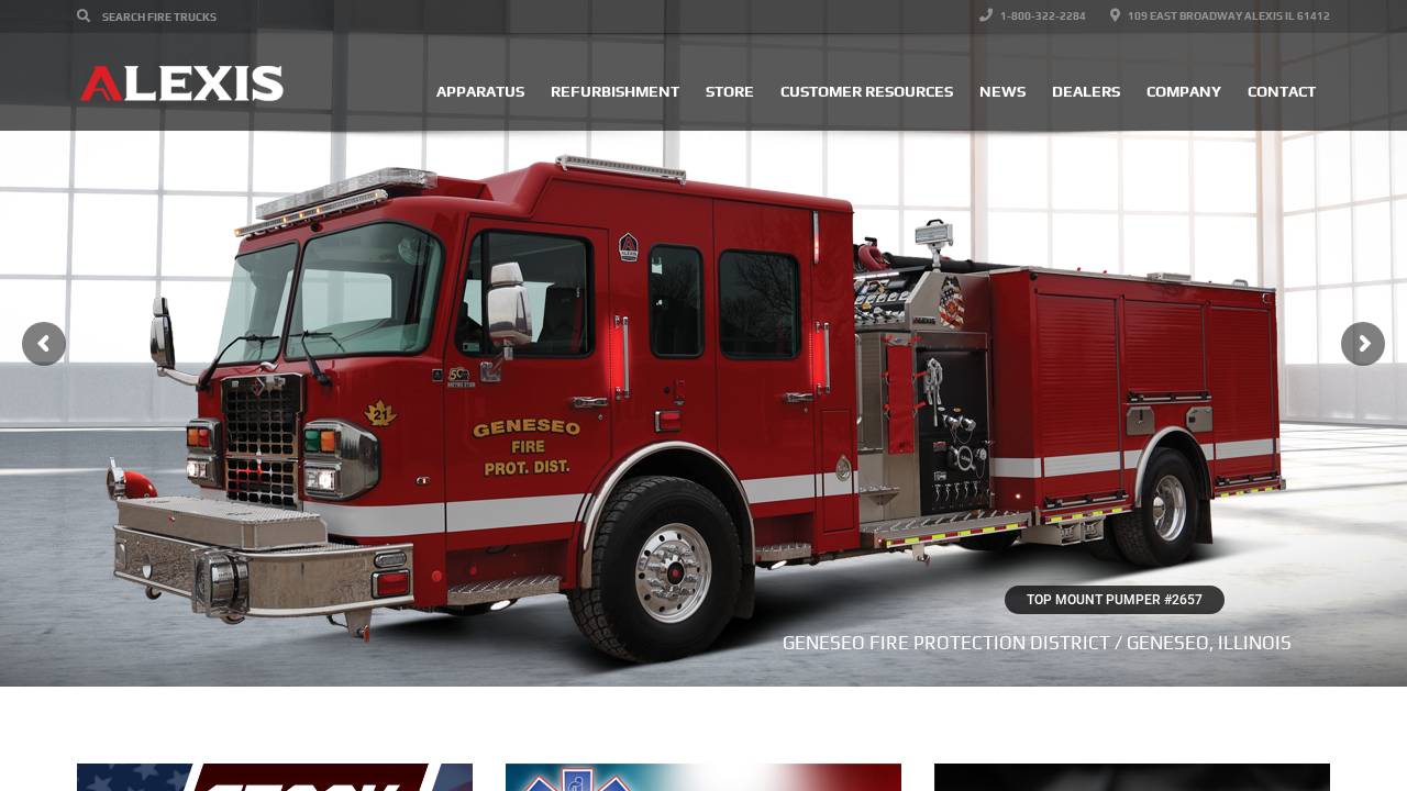 Alexis Fire Equipment Company website screenshot
