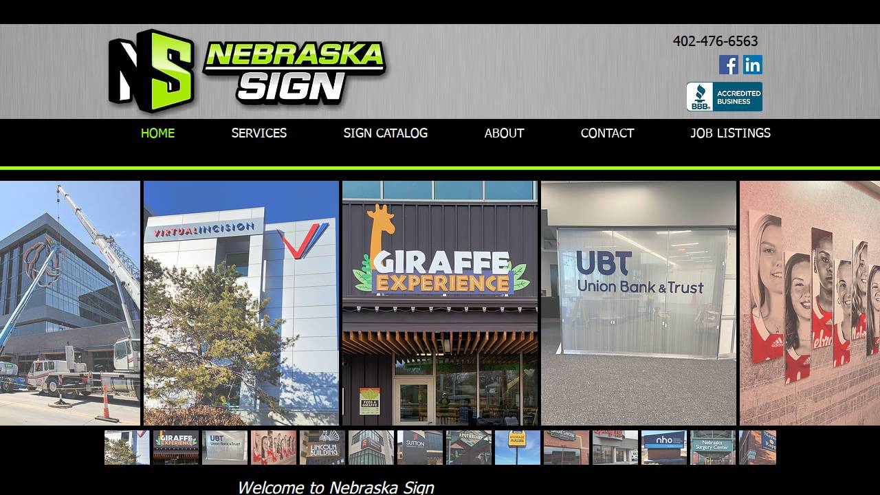 Nebraska Neon Sign Company website screenshot