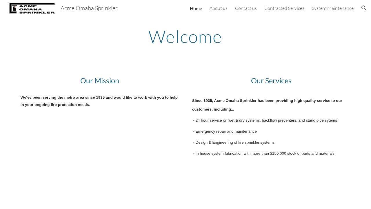 Acme Omaha Sprinkler CO website screenshot