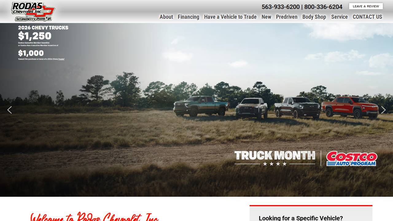 Rodas Chevrolet INC website screenshot