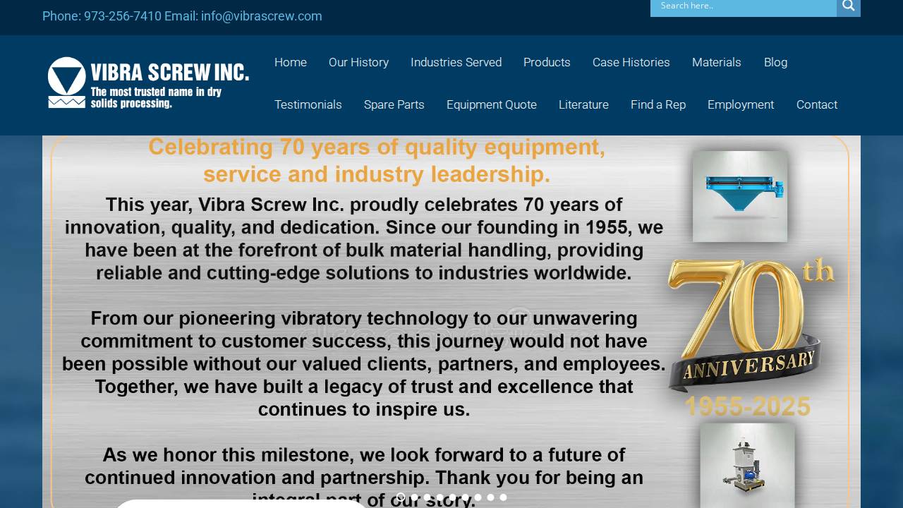 Vibra Screw INC website screenshot