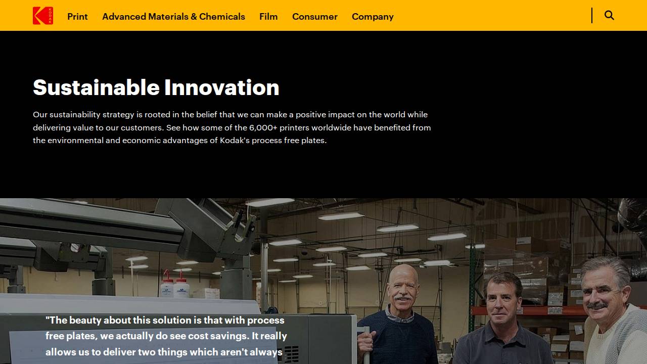 Eastman Kodak Company website screenshot