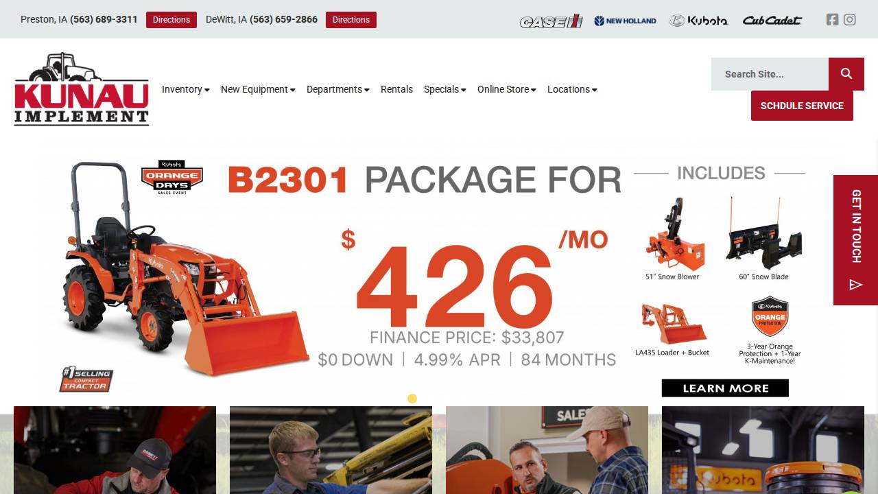 Kunau Implement CO website screenshot