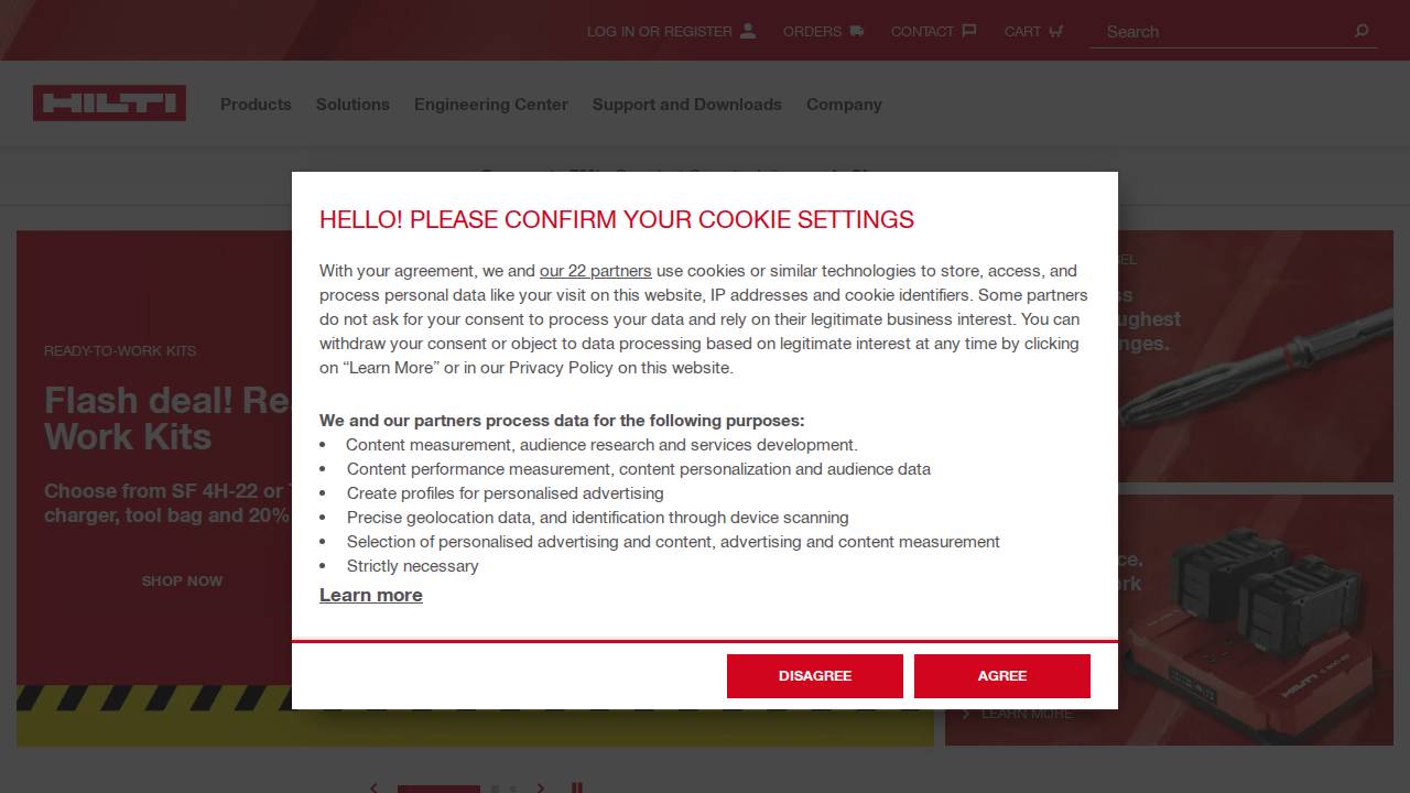 Hilti INC website screenshot