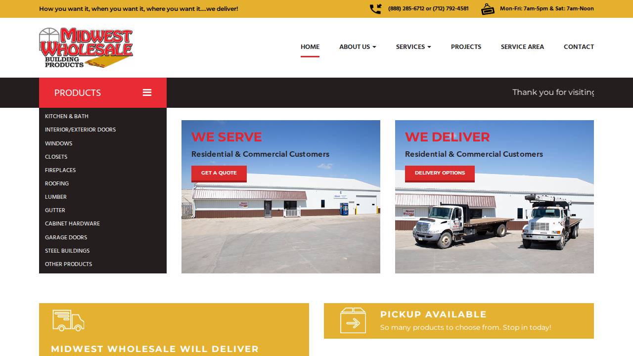 Midwest Wholesale Building Products Inc website screenshot