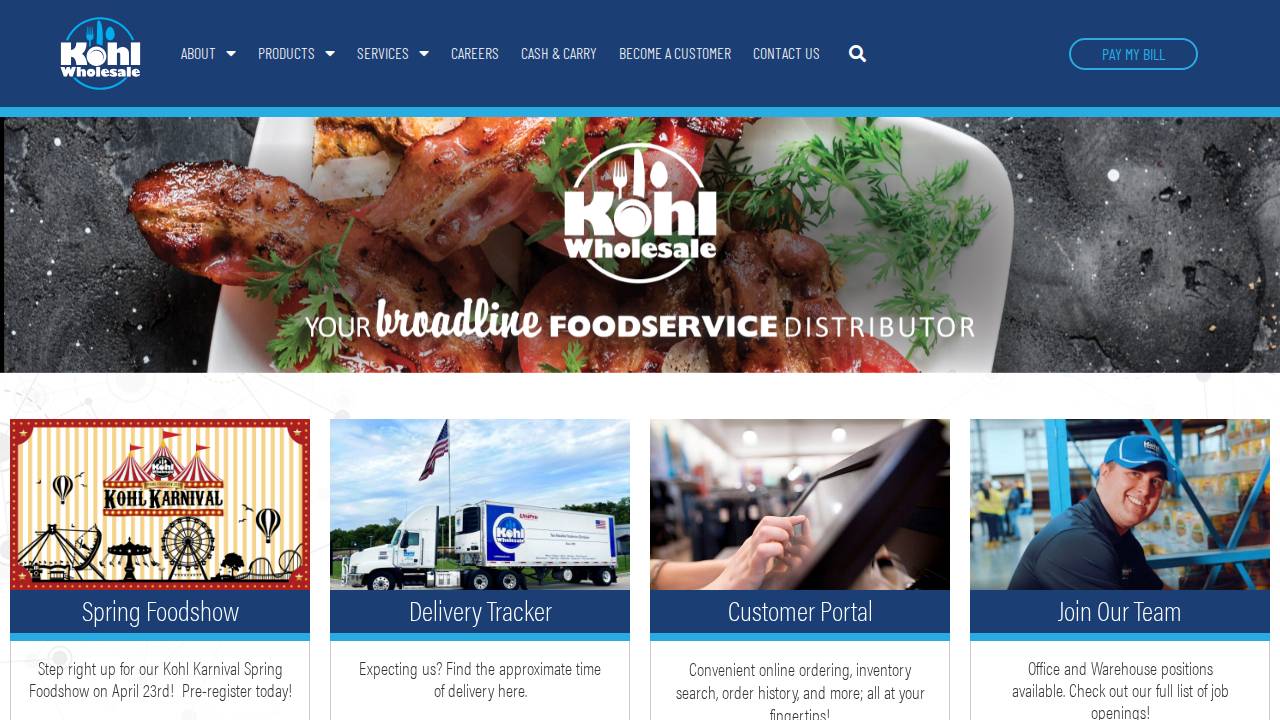 N Kohl Grocer CO Inc, Kohl Wholesale website screenshot