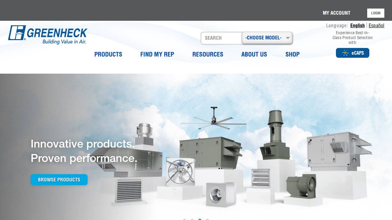 Greenheck FAN Corporation website screenshot