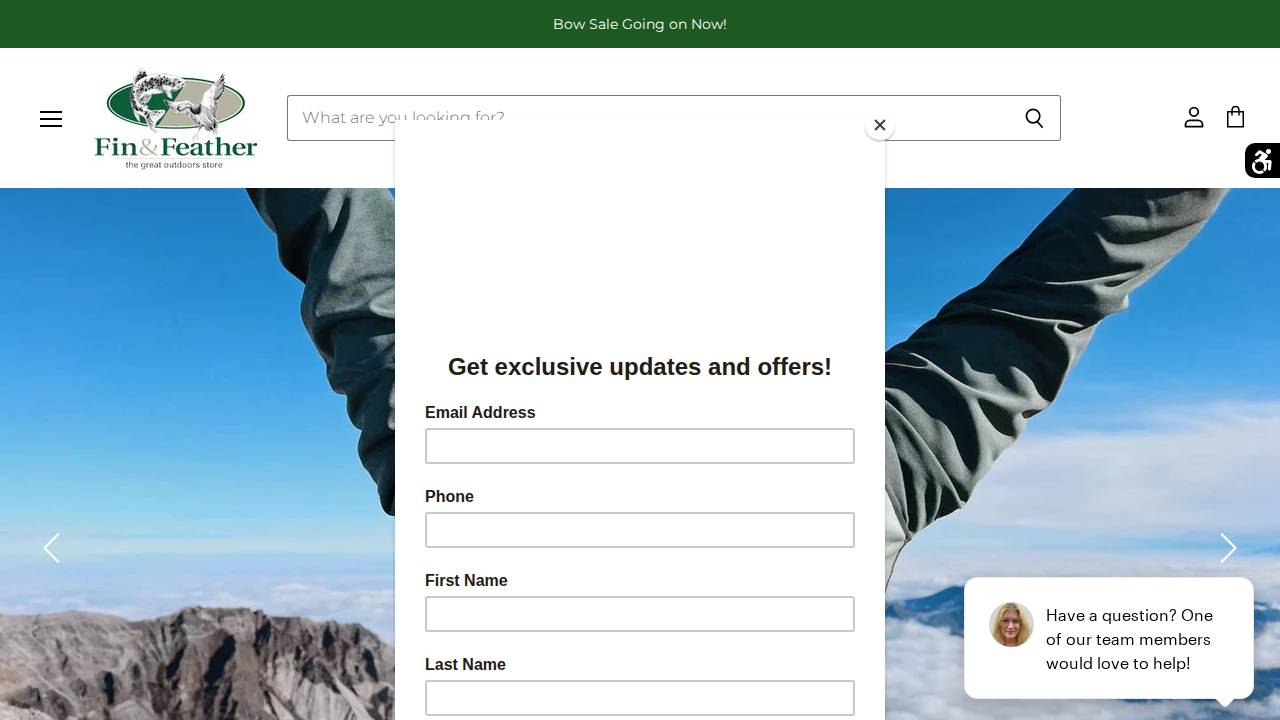 FIN & Feather Sports Center INC website screenshot