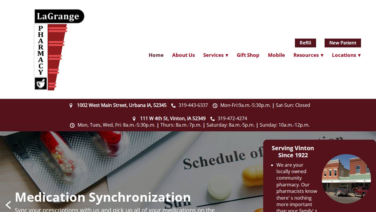 Lagrange Pharmacy INC website screenshot