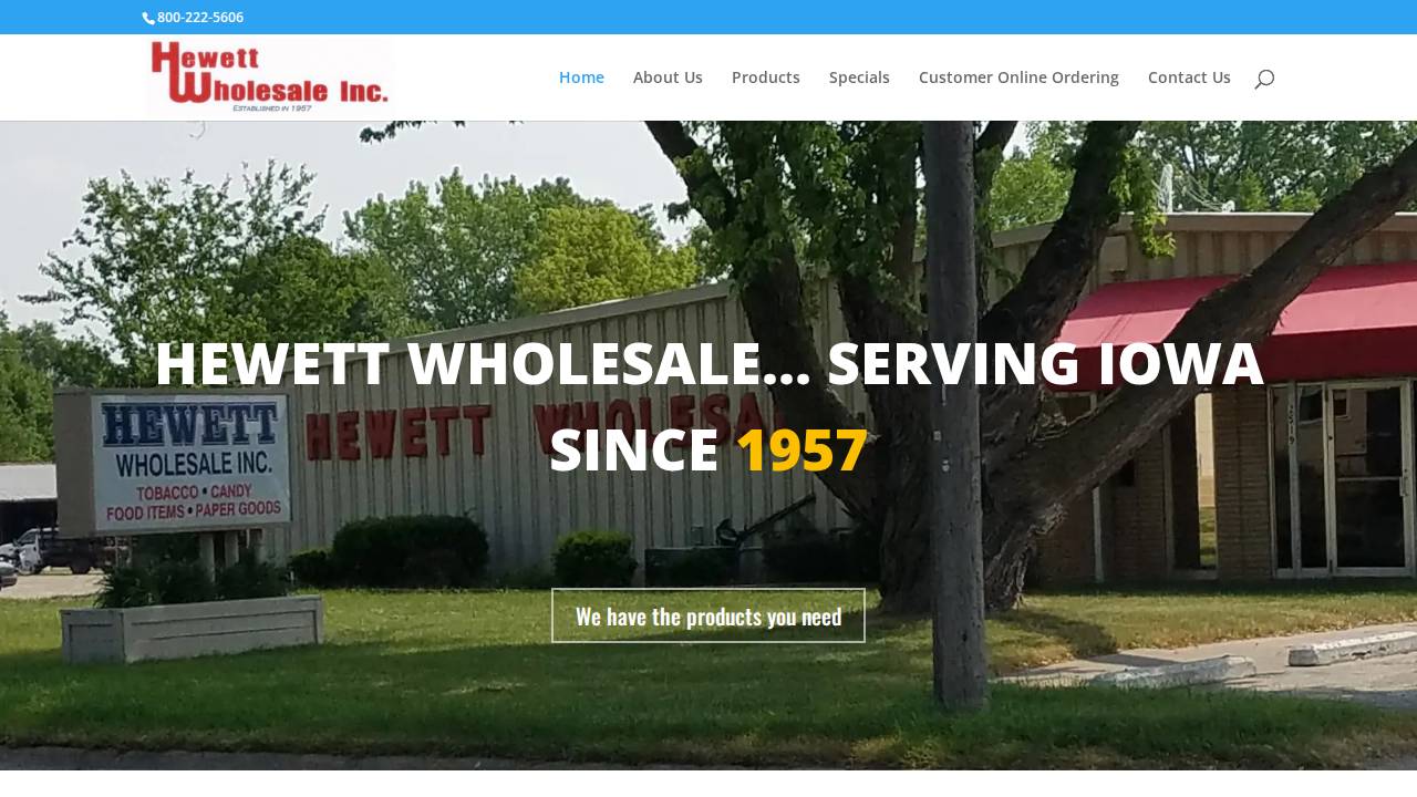 Hewett Wholesale INC website screenshot