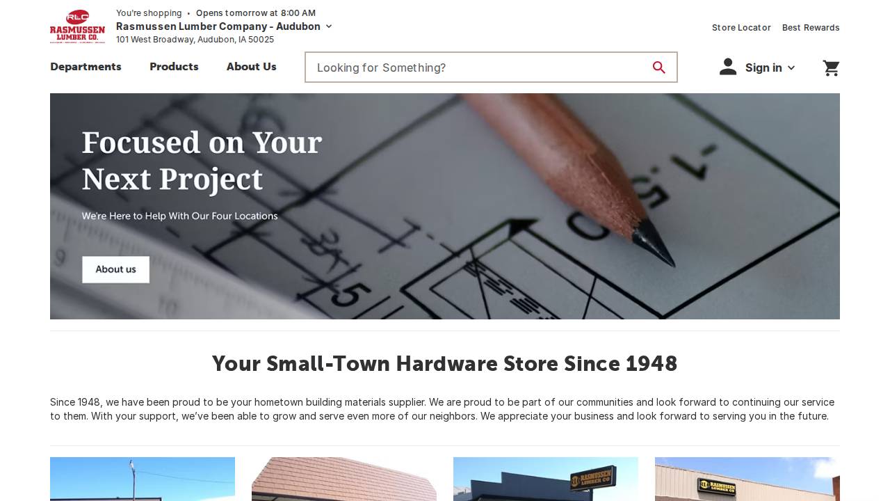 Rasmussen Lumber Company website screenshot