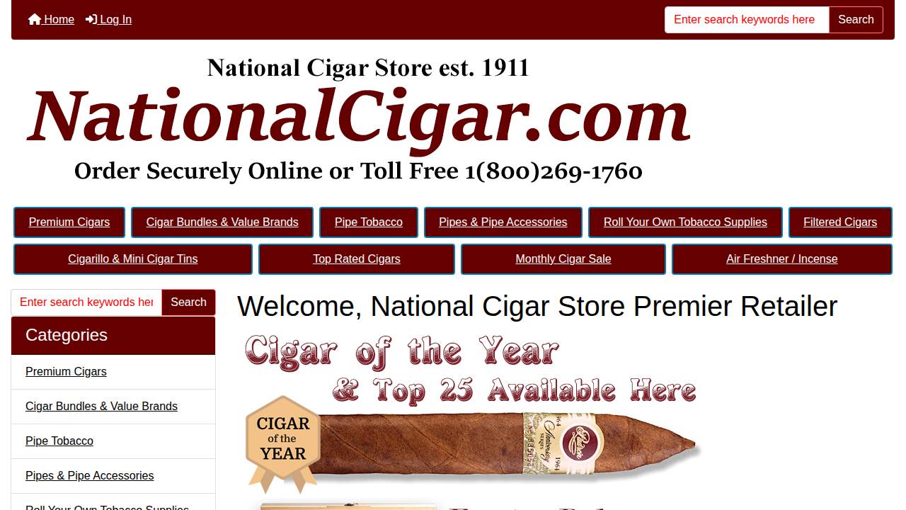 National Cigar Store Inc, National Cigar Store, Inc., Sycamore Convenience website screenshot