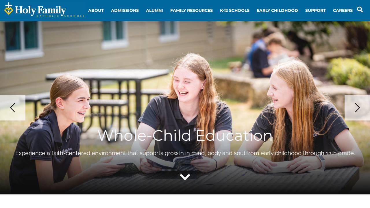 Holy Family Catholic Schools, Dubuque, Iowa; Holy Family Catholic Schools website screenshot