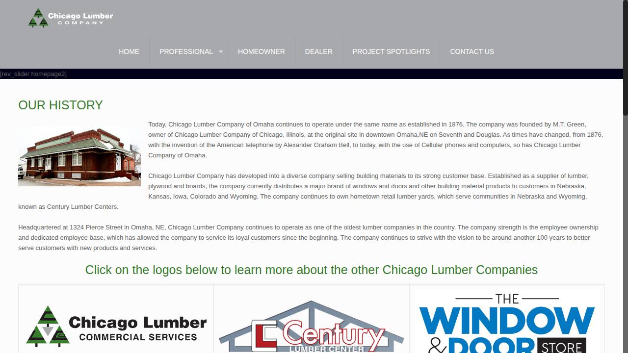 Chicago Lumber Company OF Omaha website screenshot