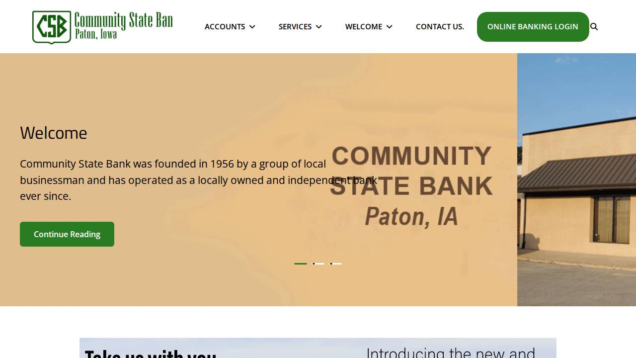 Community State Bank website screenshot