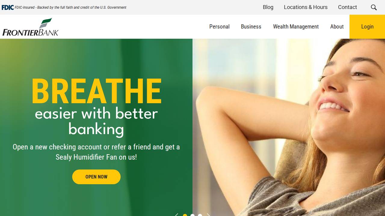 Frontier Bank website screenshot