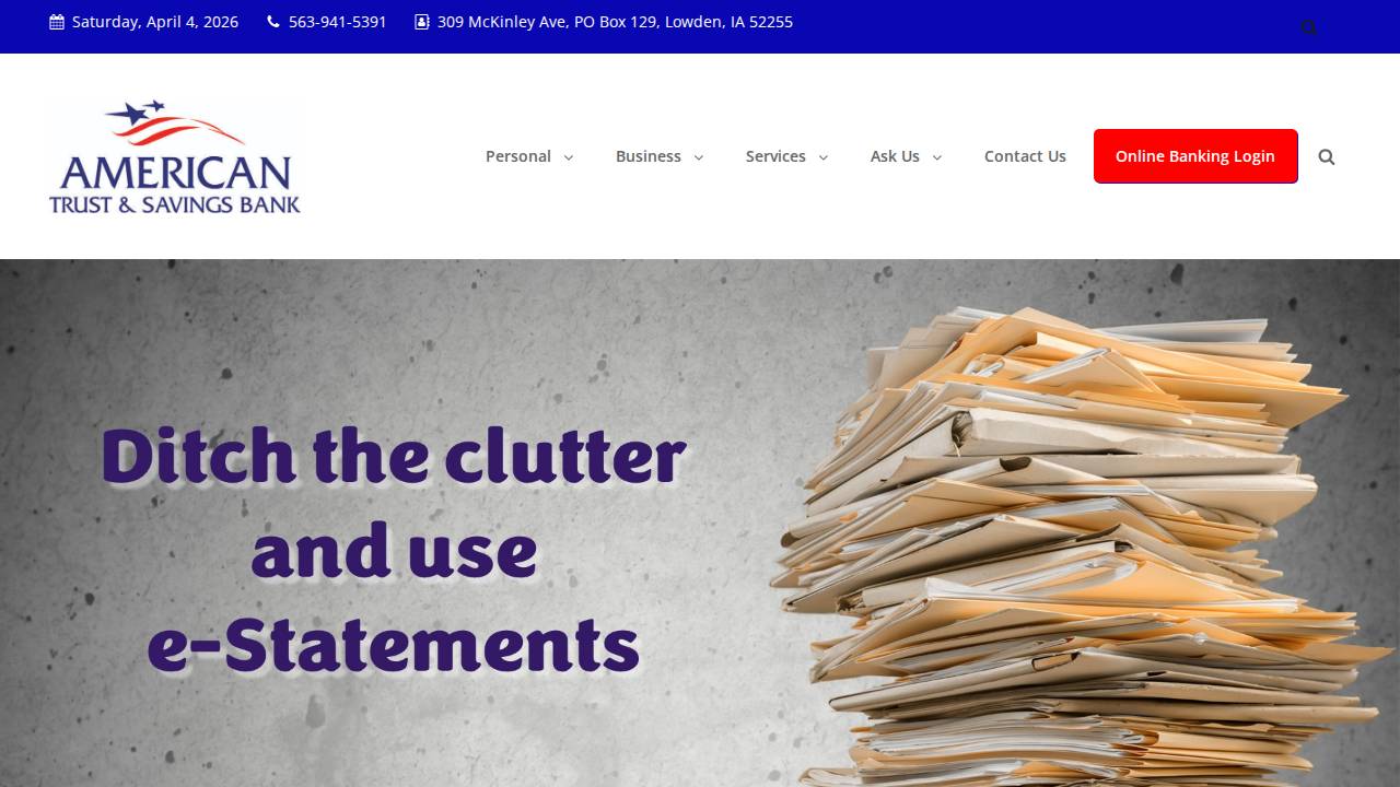 American Trust & Savings Bank website screenshot