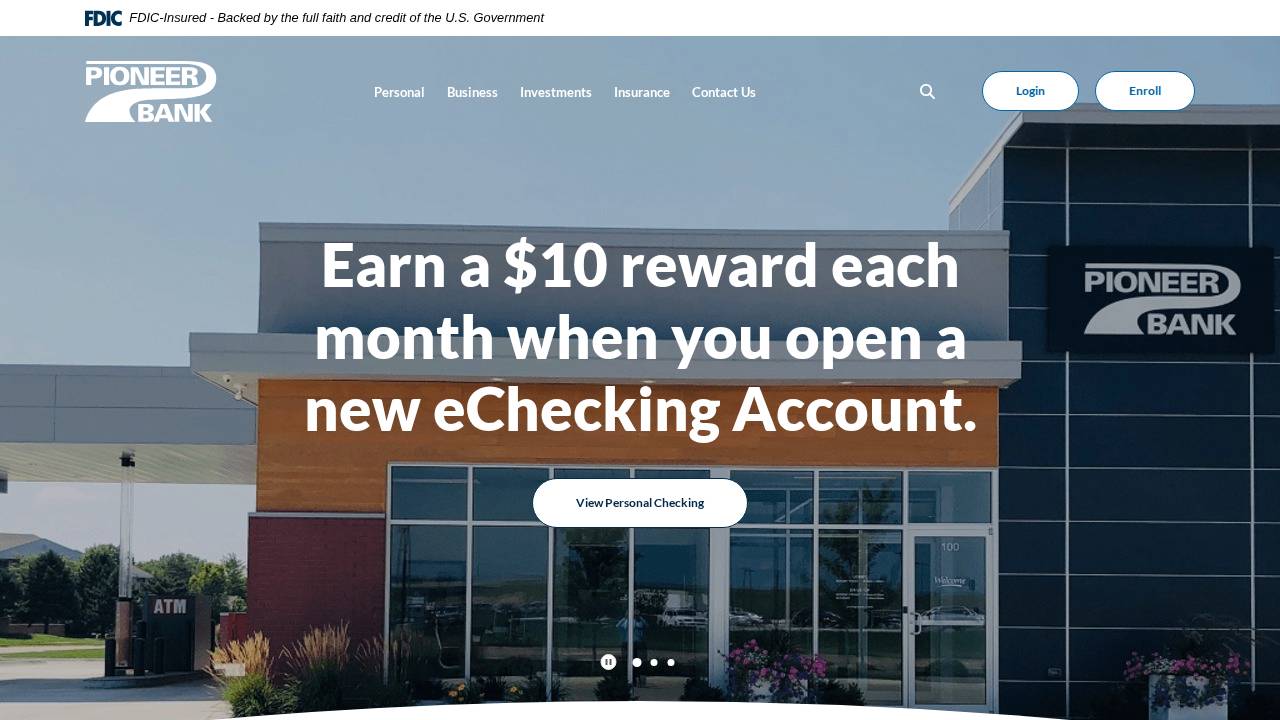 Pioneer Bank, Employee Withholding website screenshot